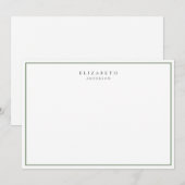 Moderne, minimalistische Sage Green Single Border Notitiekaartje (Voorkant / Achterkant)