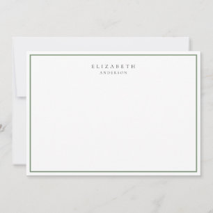 Moderne, minimalistische Sage Green Single Border Notitiekaartje