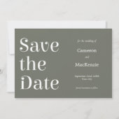 Moderne Minimalistische Sage Groene Bruiloft Save Save The Date (Voorkant)