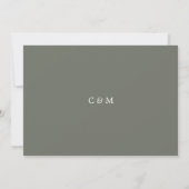 Moderne Minimalistische Sage Groene Bruiloft Save Save The Date (Achterkant)