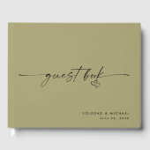 Moderne Minimalistische Sage Script Trouwdag Gastenboek (Voorkant)