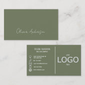 Moderne minimalistische Sage & white contacten log Visitekaartje (Voorkant / Achterkant)