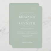 Moderne minimalistische salie afgerond hoek bruilo kaart (Voorkant / Achterkant)