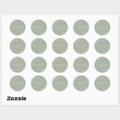 Moderne minimalistische salie groene bruiloft enve ronde sticker (Vel)