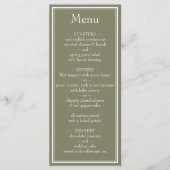Moderne minimalistische salie groene bruiloft menu (Voorkant)