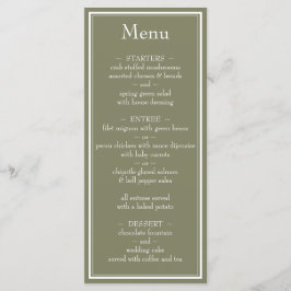 Moderne minimalistische salie groene bruiloft menu
