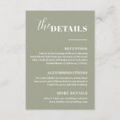 Moderne minimalistische salie groene details informatiekaartje (Voorkant)