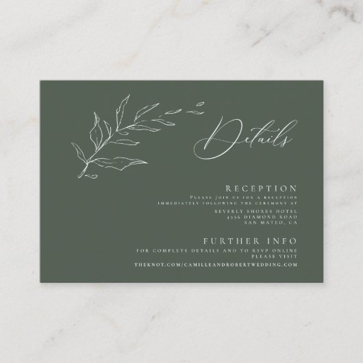 Moderne minimalistische salie groene kalligrafie b informatiekaartje (Voorkant)