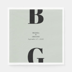 Moderne Minimalistische Saliegroen Monogram Bruilo Servet