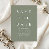 Moderne Minimalistische Saliegroen Save The Date