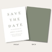 Moderne Minimalistische Saliegroen Save The Date
