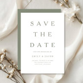Moderne Minimalistische Saliegroen Save The Date