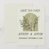 moderne minimalistische saliegroene boog save the date (Voorkant / Achterkant)