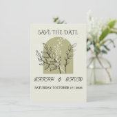 moderne minimalistische saliegroene boog save the date (Staand voorkant)