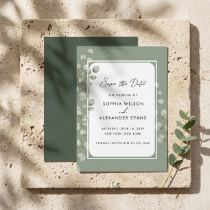 Moderne Minimalistische Saliegroene Botanische Save The Date