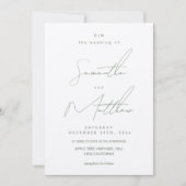 Moderne Minimalistische Saliegroene Script Bruilof Kaart (Voorkant)