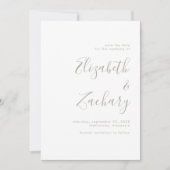 Moderne Minimalistische Saliegroene Script Uitnodi Aankondiging (Voorkant)