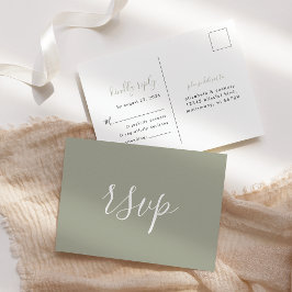 Moderne Minimalistische Saliegroene Trouw-RSVP Briefkaart