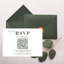 Moderne minimalistische saliegroene trouw-RSVP kaa