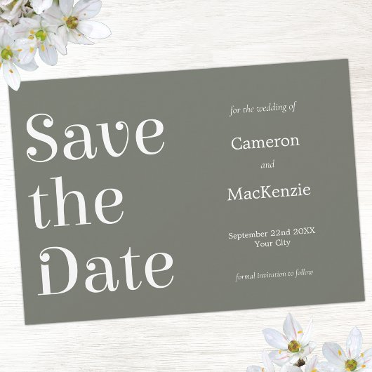 Moderne Minimalistische Saliegroene Trouw 'Save th Save The Date
