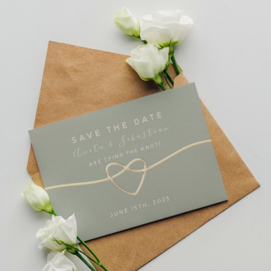 Moderne Minimalistische Saliegroene Trouwdag Save The Date