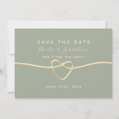 Moderne Minimalistische Saliegroene Trouwdag Save The Date (Voorkant)