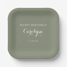 Moderne Minimalistische Saliegroene Verjaardag 