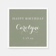 Moderne Minimalistische Saliegroene Verjaardag 