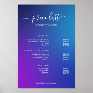 Moderne Minimalistische Salon Prijslijst Bord voor Poster
