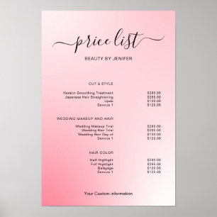 Moderne Minimalistische Salon Prijslijst Bord voor Poster