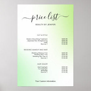Moderne Minimalistische Salon Prijslijst Bord voor Poster