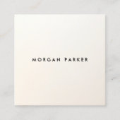 Moderne minimalistische satin Ivory White Square Vierkante Visitekaartje (Voorkant)