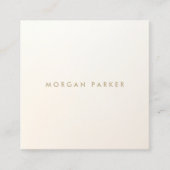 Moderne minimalistische satin Ivory White Square Vierkante Visitekaartje (Voorkant)