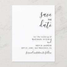 Moderne Minimalistische Save The Date-ansichtkaart