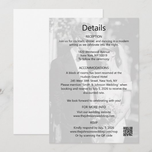 Moderne Minimalistische Save the Date Detailskaart (Voorkant / Achterkant)