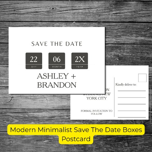 Moderne Minimalistische Save The Date-dozen Briefkaart