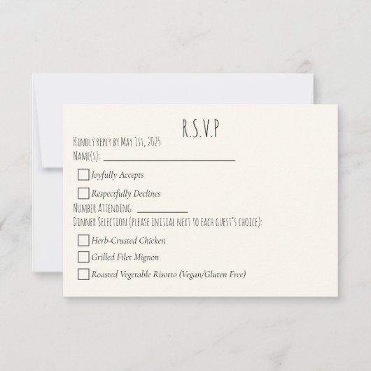 Moderne minimalistische save the date Eenvoudige b RSVP Kaartje (Voorkant)