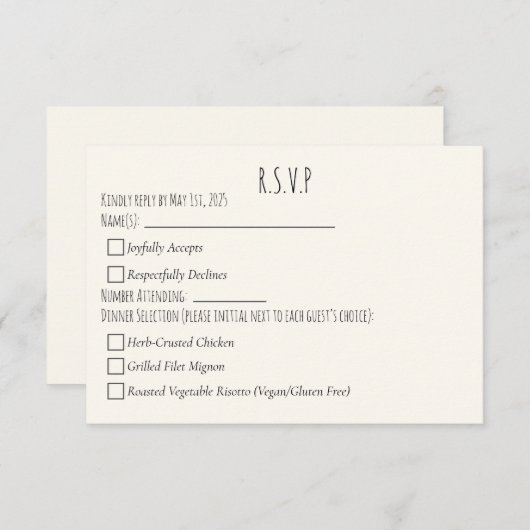 Moderne minimalistische save the date Eenvoudige b RSVP Kaartje (Voorkant / Achterkant)