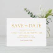 Moderne Minimalistische Save The Date Gouden  Folie Uitnodiging (Staand Voorkant)