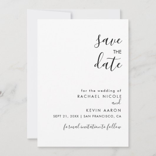 Moderne minimalistische Save the Date Kaart (Voorkant)