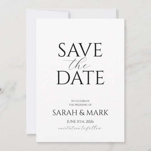 Moderne Minimalistische 'Save the Date'-kaart Save The Date (Voorkant)