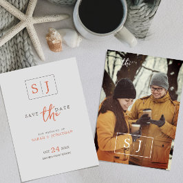 Moderne Minimalistische Save the Date met Monogram Kaart