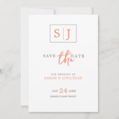 Moderne Minimalistische Save the Date met Monogram Kaart (Voorkant)