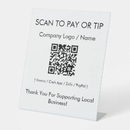 Moderne Minimalistische Scan om Fooi te Betalen Za Reclamebord Met Voetstuk