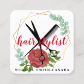 Moderne minimalistische schaar die de haar Stylist Vierkante Visitekaartje (Voorkant)
