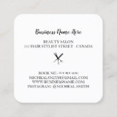 Moderne minimalistische schaar die de haar Stylist Vierkante Visitekaartje (Achterkant)