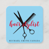 Moderne, minimalistische schaar die haarpieklijst  vierkante visitekaartje (Voorkant)