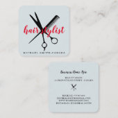 Moderne, minimalistische schaar die haarpieklijst vierkante visitekaartje (Voorkant / Achterkant)