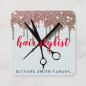 Moderne, minimalistische schaar die haarpieklijst  vierkante visitekaartje (Voorkant)