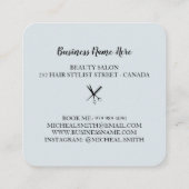 Moderne, minimalistische schaar die haarpieklijst  vierkante visitekaartje (Achterkant)